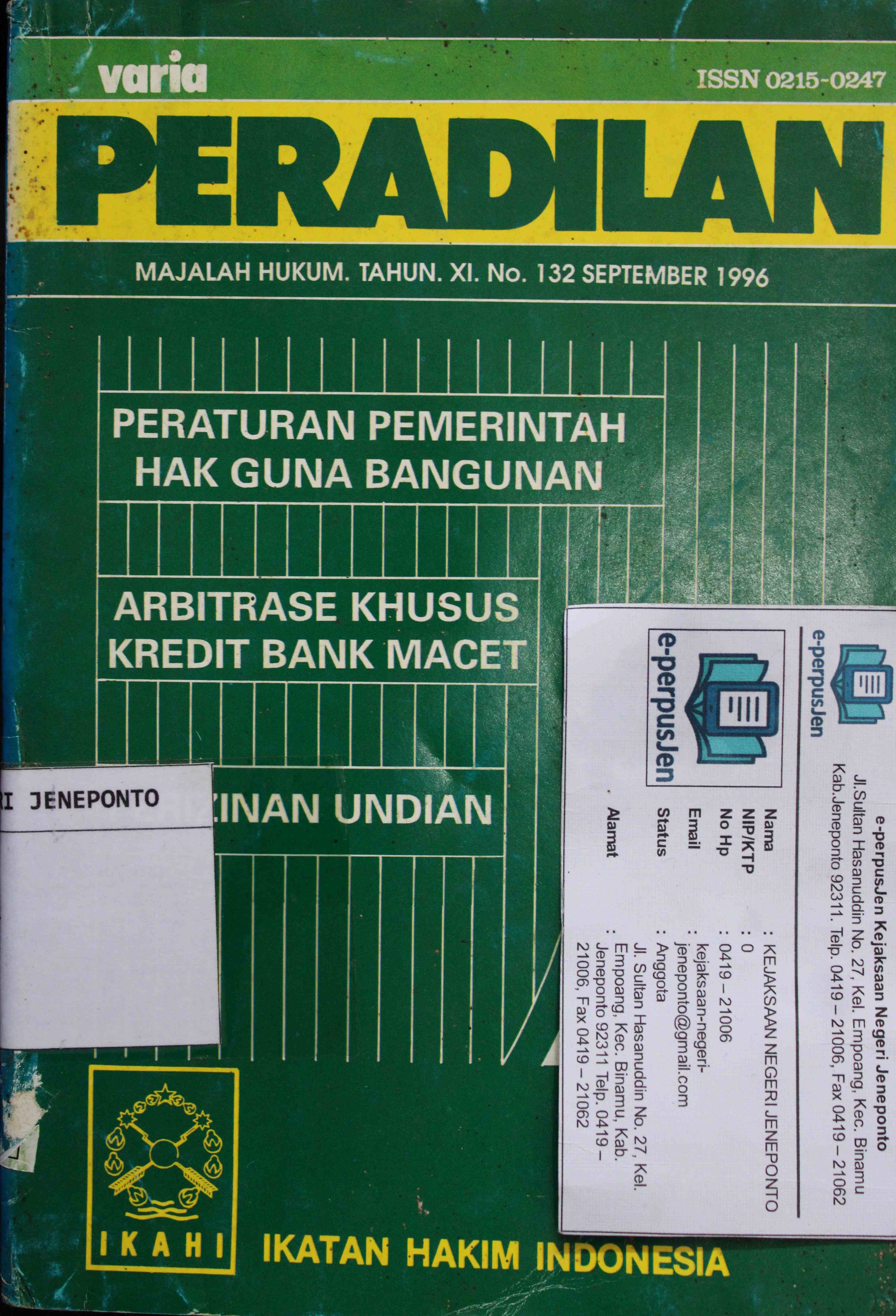 Varia Peradilan Majalah Hukum Tahun XI No 132 September 1996